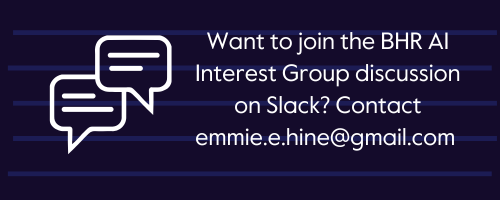 Banner saying "want to connect with BHJR on Slack? Contact emmie.e.hine@gmail.com"