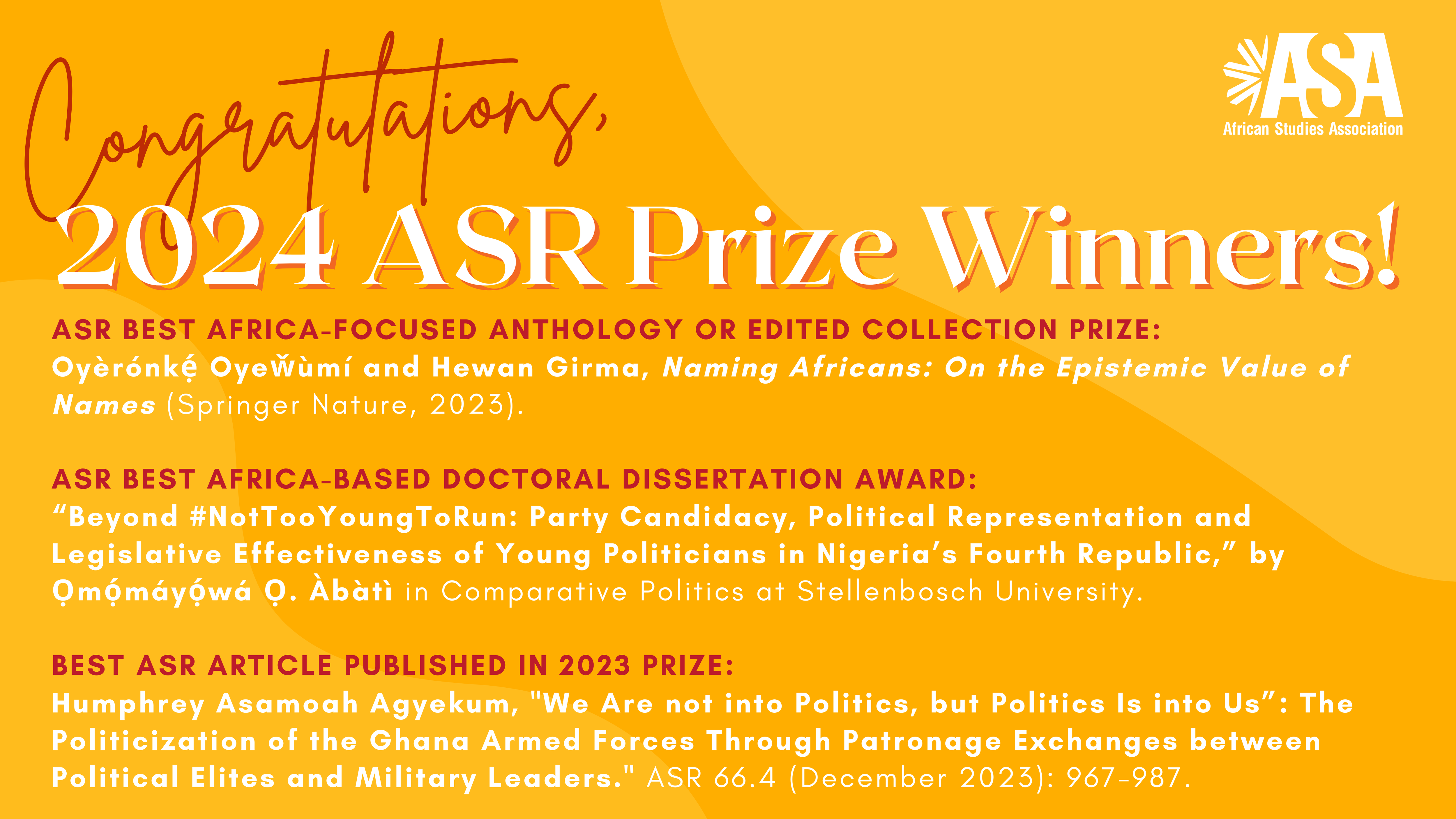 ASR 2024 Prize Winners